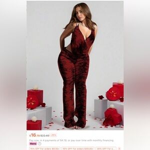 SHEIN Red and Black Patterned Pantsuit